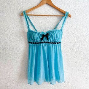 Vintage Frederick's of Hollywood Blue Babydoll Lingerie Small